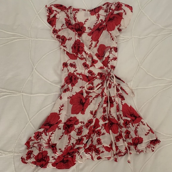 Free People French Quarter Wrap Mini Dress Hot Pink Floral - Picture 5 of 14